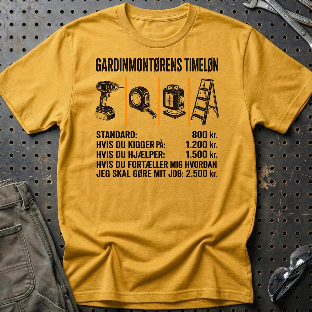
Produktbillede af Gardinmontørens Timeløn T-Shirt