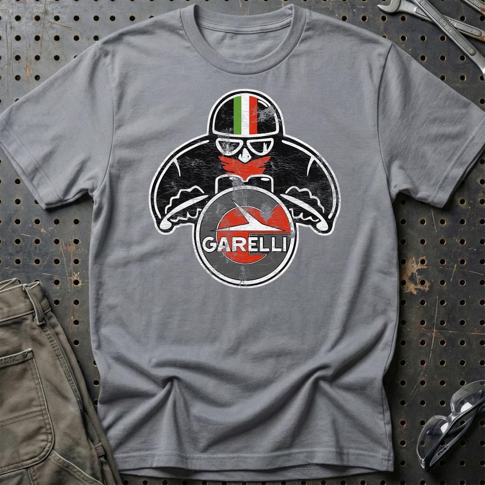 Garelli Biker Vintage Style T-Shirt-Beklædning-Garelli-Grå Sport-S-Garage Culture Shop- garage - man cave - merchandise