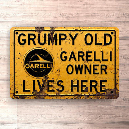 Garelli Grumpy Old Garelli Owner Lives Here Skilte, Musemåtte, Dørmåtte-Skilte-Garelli-Garage Culture Shop- garage - man cave - merchandise