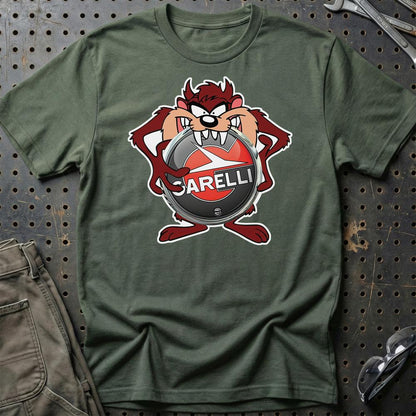 Garelli TAZ Unisex T-Shirt , Bomuld-Beklædning-Garelli-Grøn Militær-S-Garage Culture Shop- garage - man cave - merchandise
