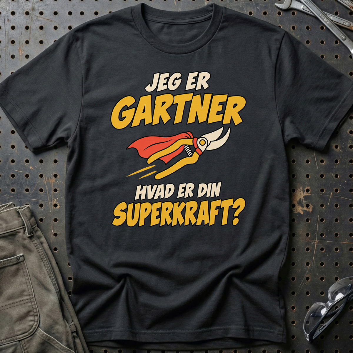 
Gartner – Hvad er din superkraft? – Unisex T-Shirt – Sort