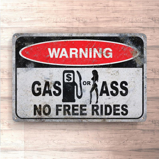 Gas or Ass No Free Rides Skilte, Musemåtte, Dørmåtte , Plakat-Skilte-Funny Garage-Garage Culture Shop- garage - man cave - merchandise
