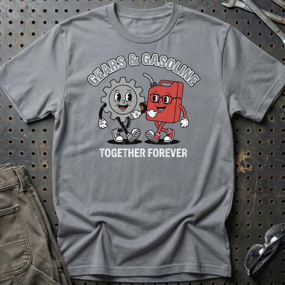 Gears & Gasoline Together Forever - Oldschool Mascot Car Culture T-Shirt-Beklædning-Garage Culture-Grå Sport-S-Garage Culture Shop- garage - man cave - merchandise