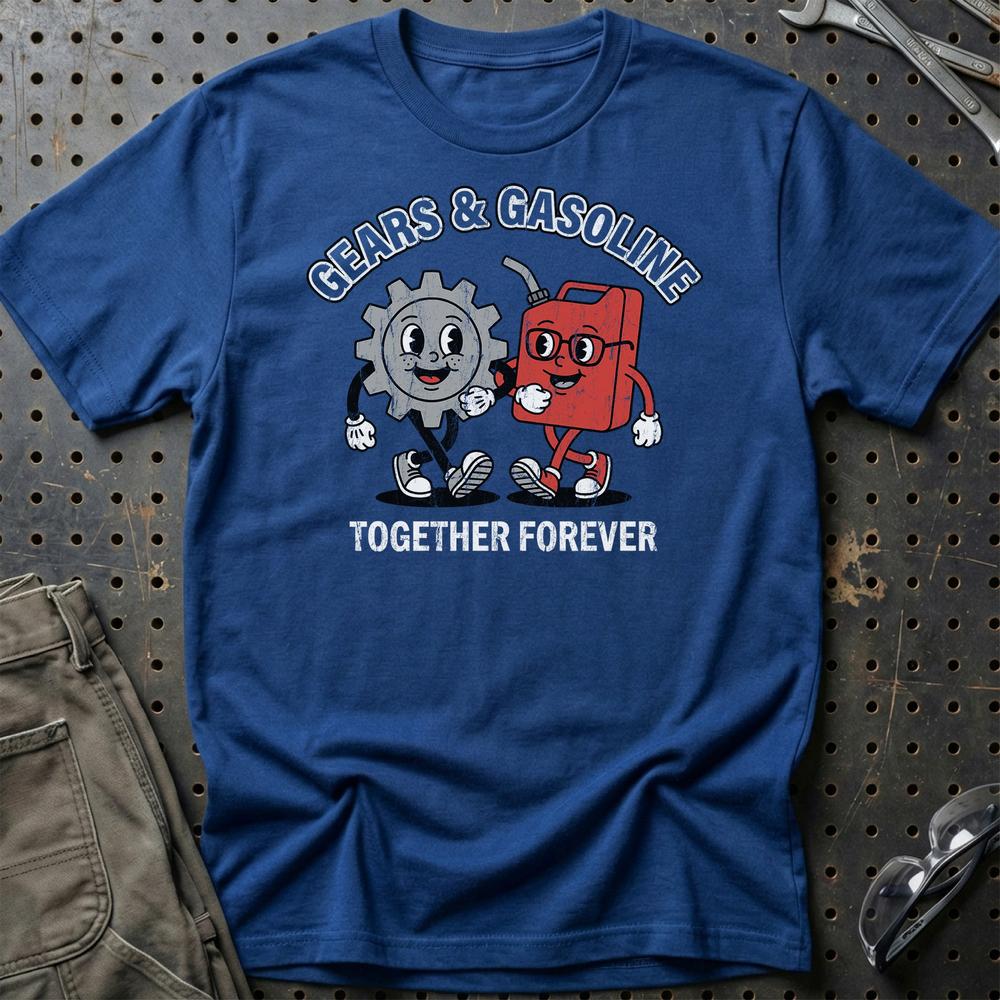 Gears & Gasoline Together Forever - Oldschool Mascot Car Culture T-Shirt-Beklædning-Garage Culture-Blå Royal-S-Garage Culture Shop- garage - man cave - merchandise