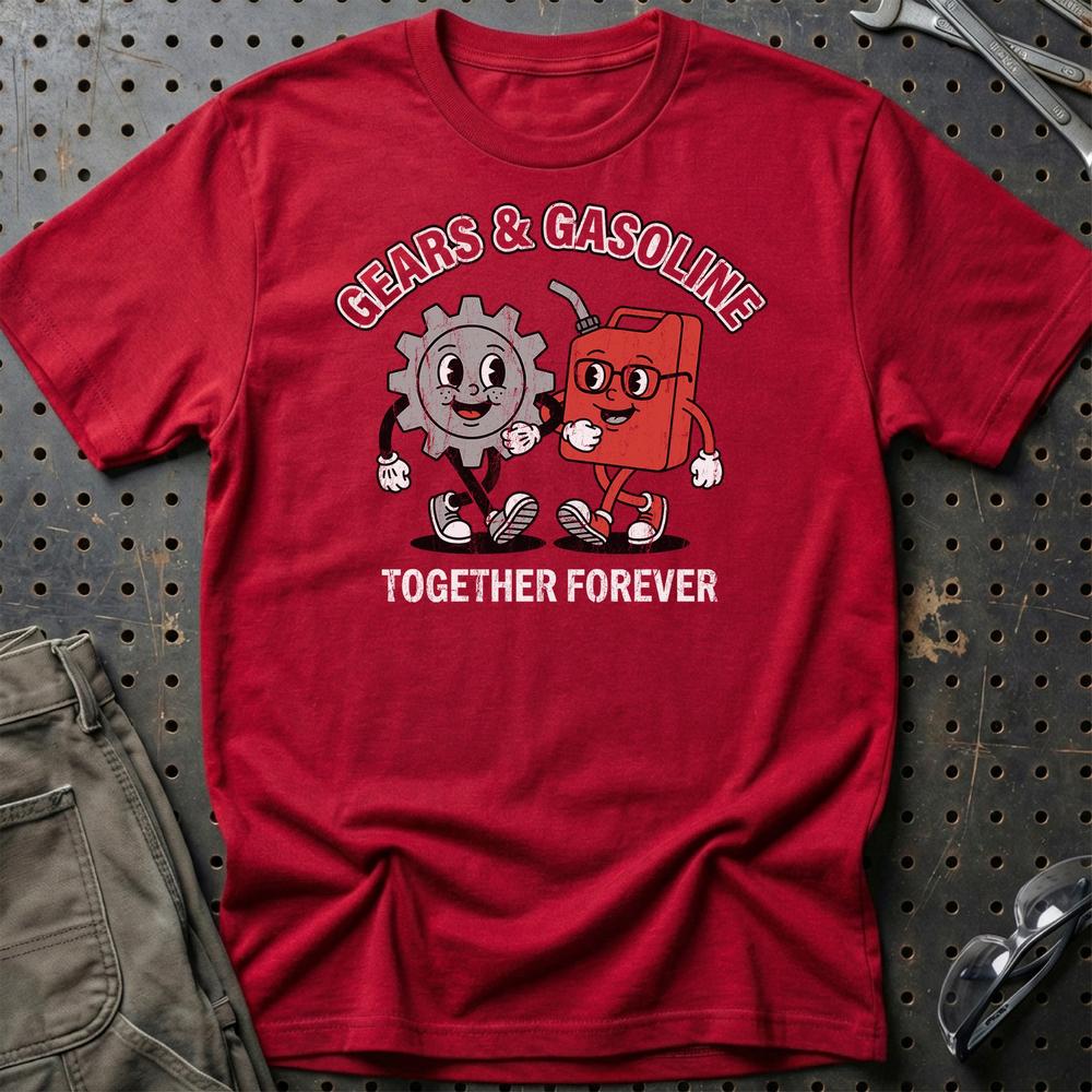 Gears & Gasoline Together Forever - Oldschool Mascot Car Culture T-Shirt-Beklædning-Garage Culture-Rød-S-Garage Culture Shop- garage - man cave - merchandise