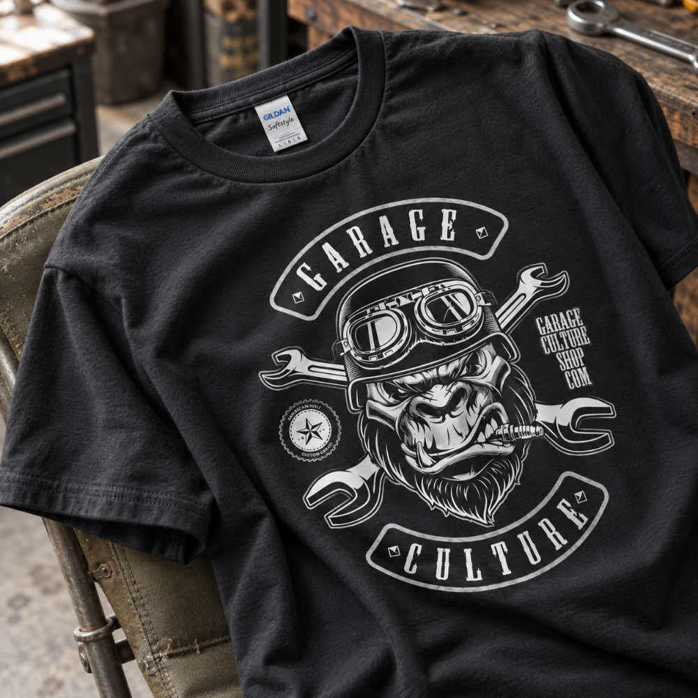 Garage Culture T-shirt i sort med gorillamotiv.