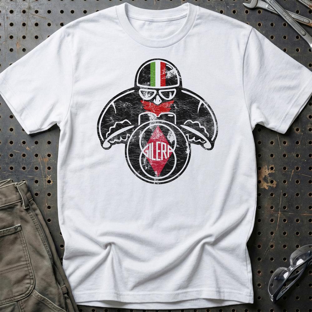 Gilera Biker Vintage Style T-Shirt-Beklædning-Gilera-Hvid-S-Garage Culture Shop- garage - man cave - merchandise