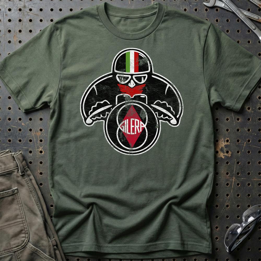 Gilera Biker Vintage Style T-Shirt-Beklædning-Gilera-Grøn Militær-S-Garage Culture Shop- garage - man cave - merchandise
