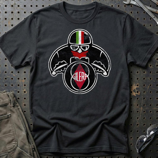 Gilera Biker Vintage Style Unisex T-Shirt , Bomuld-Beklædning-Gilera-Sort-S-Garage Culture Shop- garage - man cave - merchandise