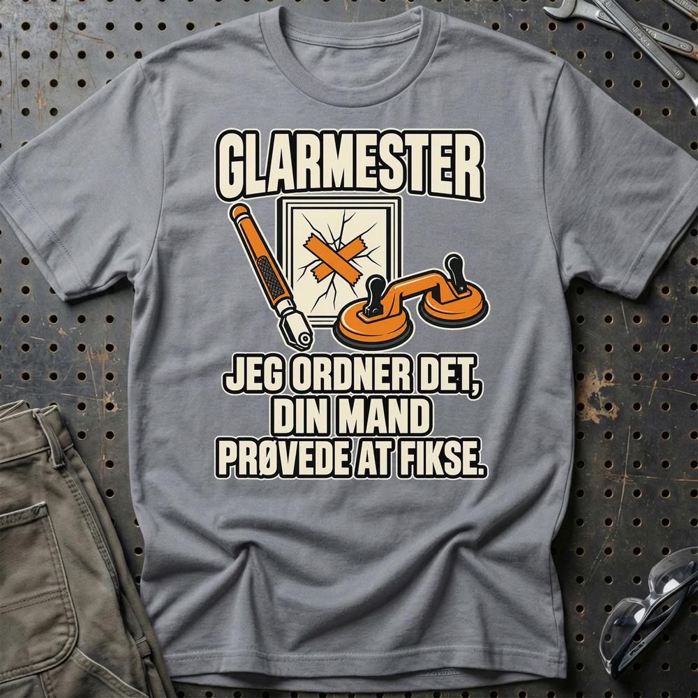 
Produktbillede af Glarmester – Jeg Ordner Det, Din Mand Prøvede At Fikse T-Shirt
