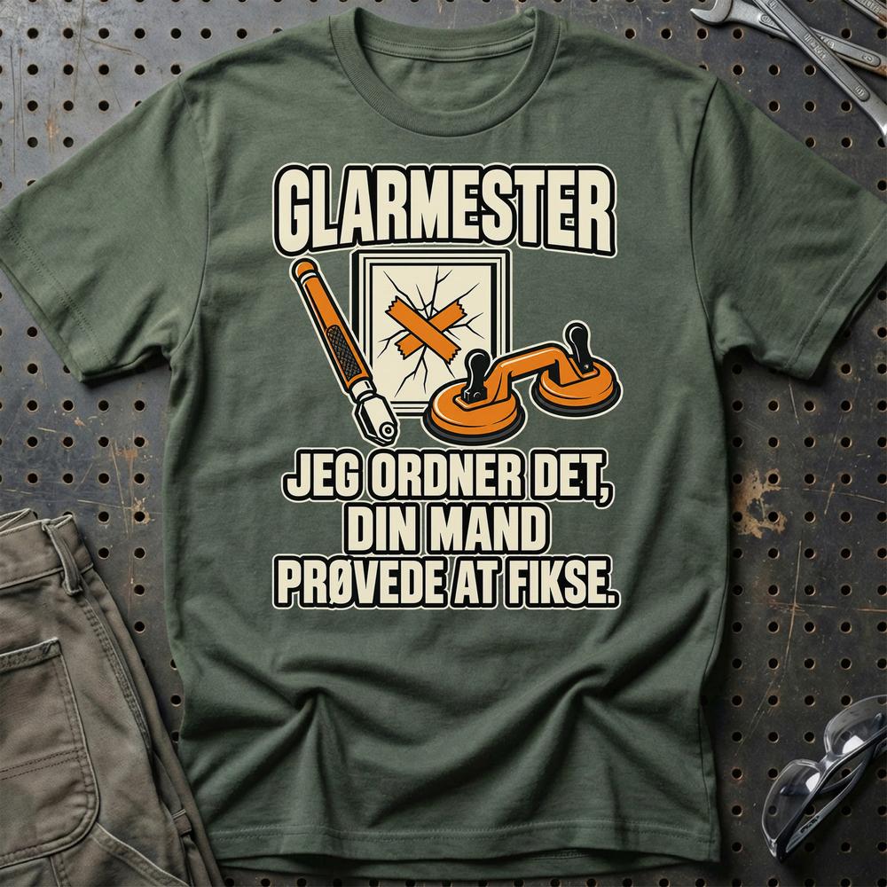 
Produktbillede af Glarmester – Jeg Ordner Det, Din Mand Prøvede At Fikse T-Shirt