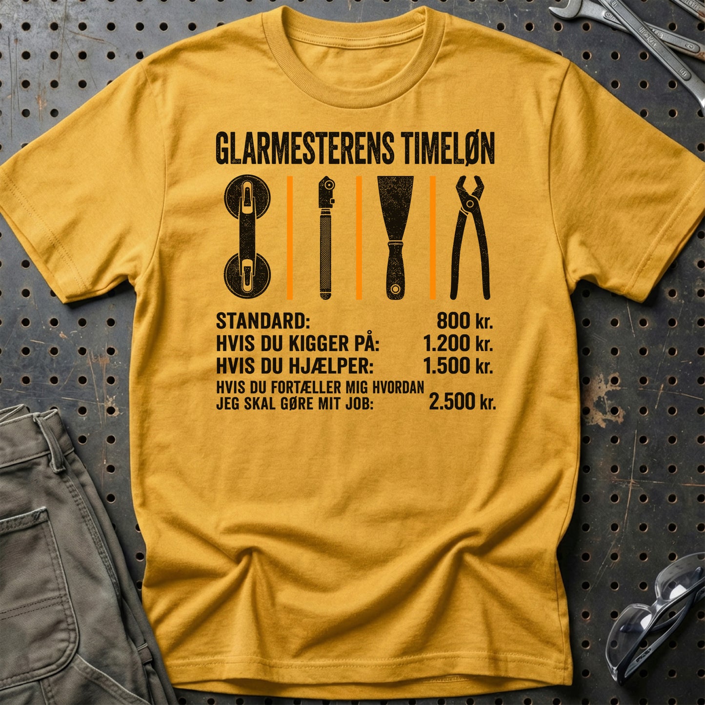 Glarmesterens Timeløn - Unisex T-Shirt , Bomuld