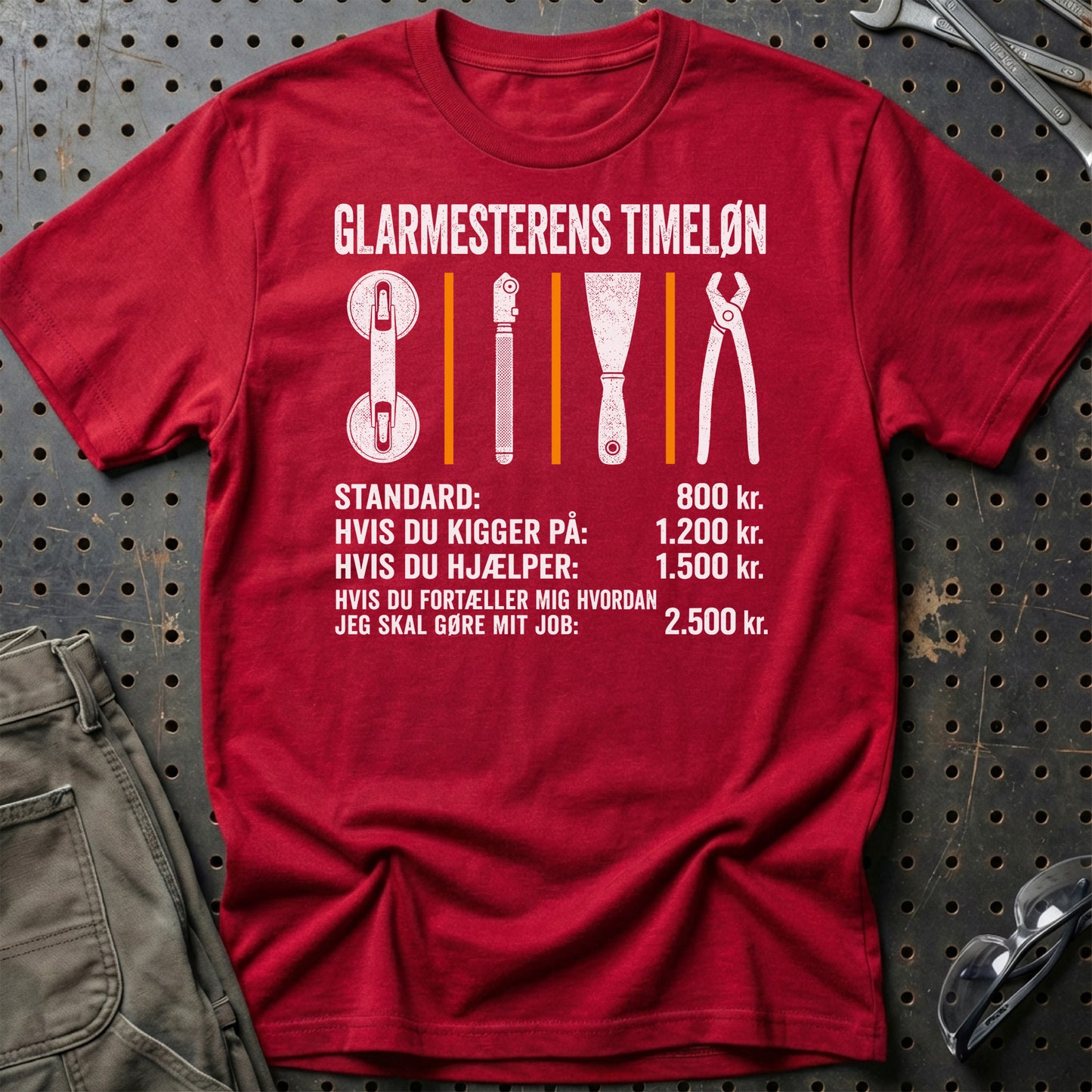 Glarmesterens Timeløn - Unisex T-Shirt , Bomuld