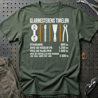 Glarmesterens Timeløn - Unisex T-Shirt , Bomuld