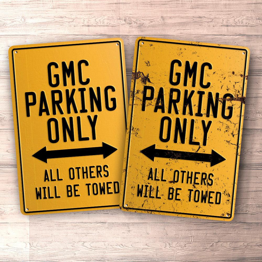 Gmc Parking Only Skilte, Musemåtte, Dørmåtte , Plakat-Parking skilte-GMC-Garage Culture Shop- garage - man cave - merchandise