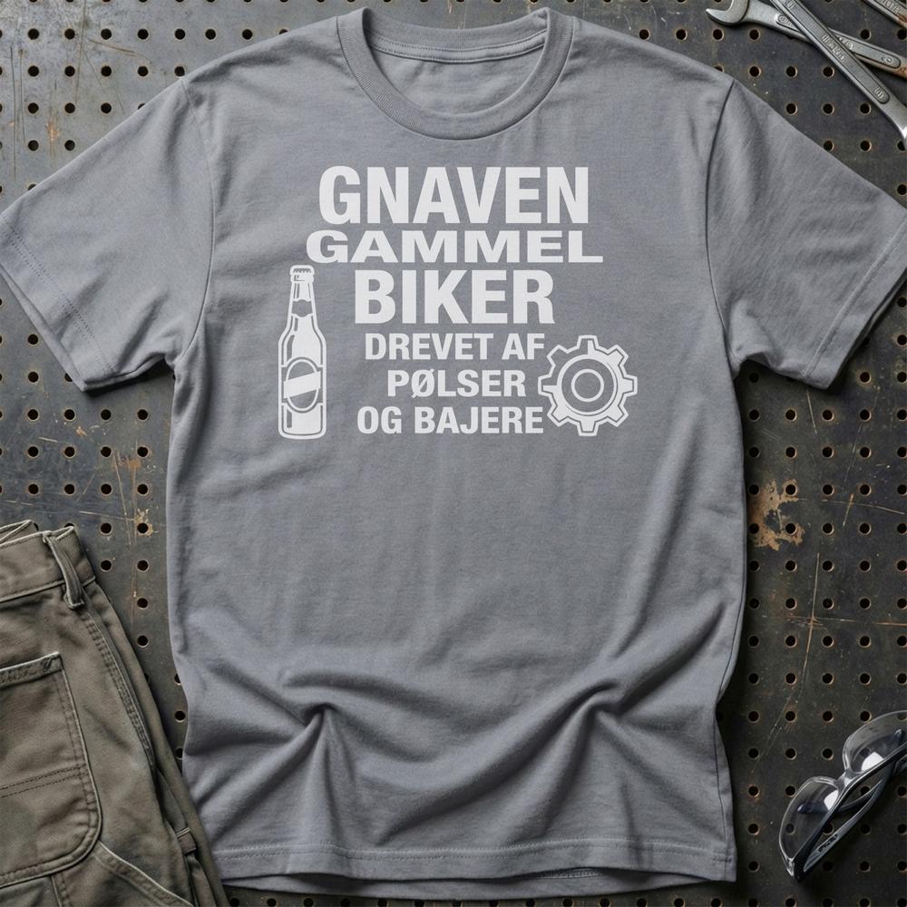 Gnaven Gammel Biker T-Shirt-Beklædning-Funny Garage-Grå Sport-S-Garage Culture Shop- garage - man cave - merchandise
