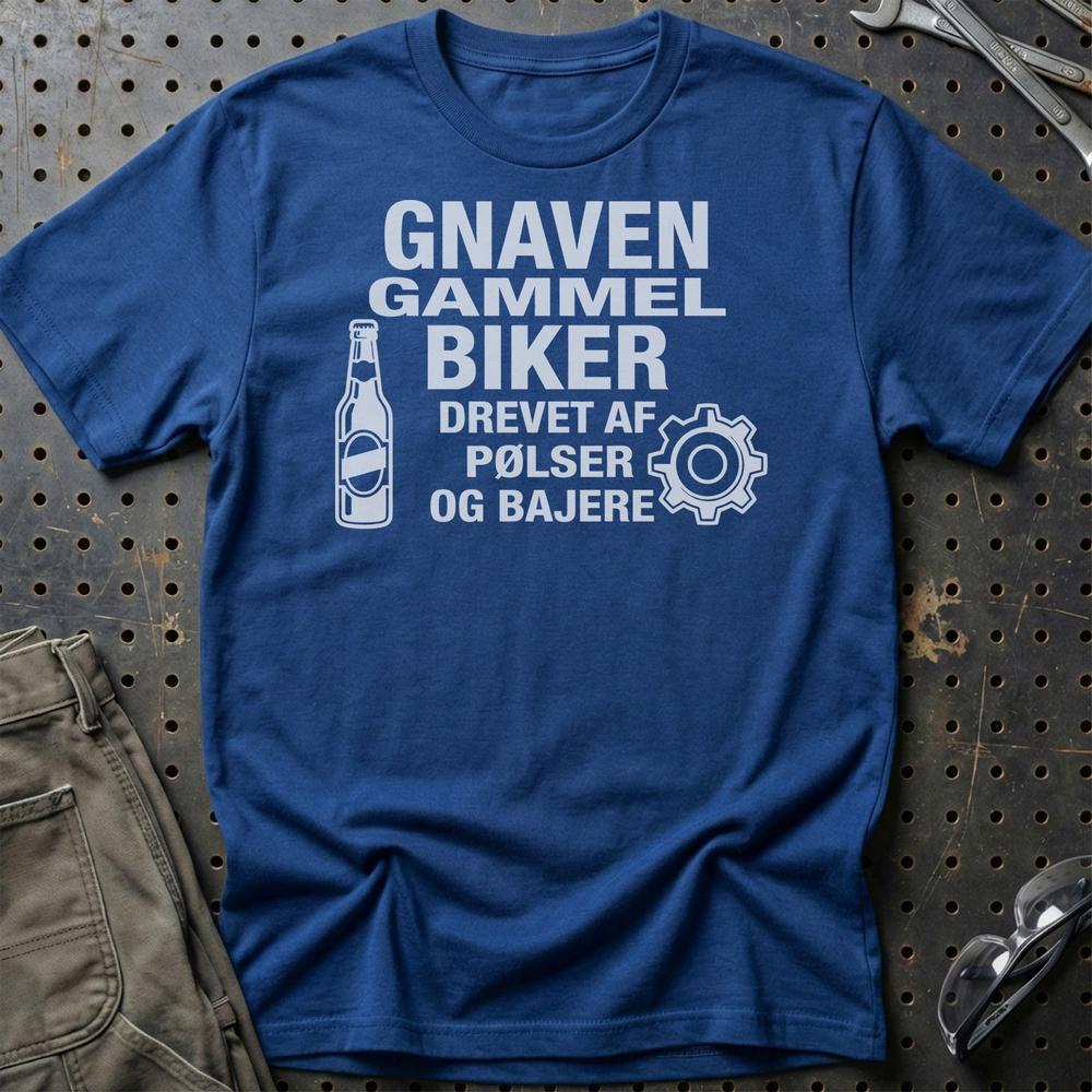 Gnaven Gammel Biker T-Shirt-Beklædning-Funny Garage-Blå Royal-S-Garage Culture Shop- garage - man cave - merchandise