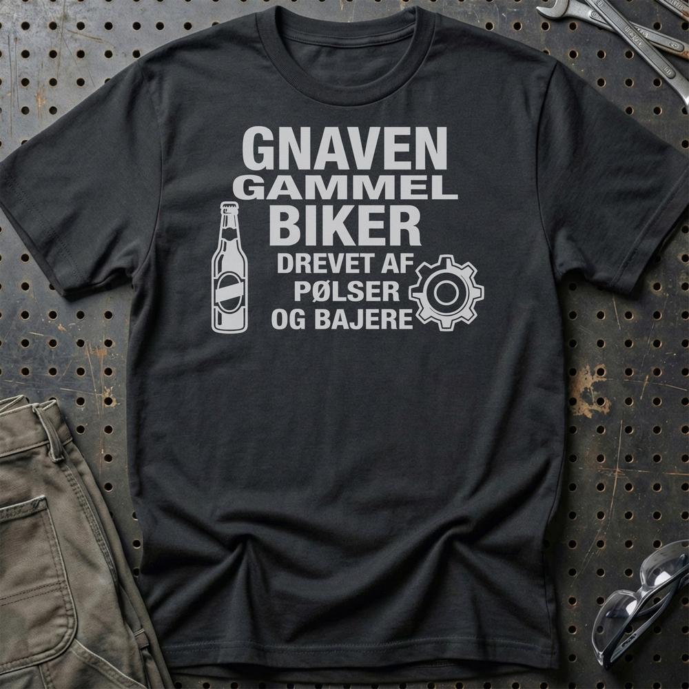 Gnaven Gammel Biker - Unisex T-Shirt-Beklædning-Funny Garage-Sort-S-Garage Culture Shop- garage - man cave - merchandise