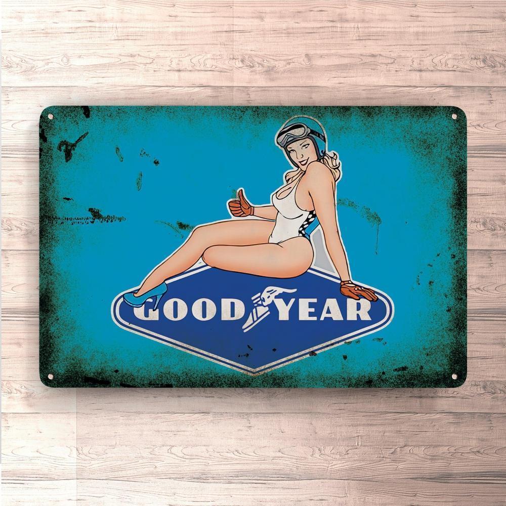 Good Year Pin-Up Vintage Skilte, Musemåtte, Dørmåtte , Plakat-Skilte-Motorolie-Garage Culture Shop- garage - man cave - merchandise