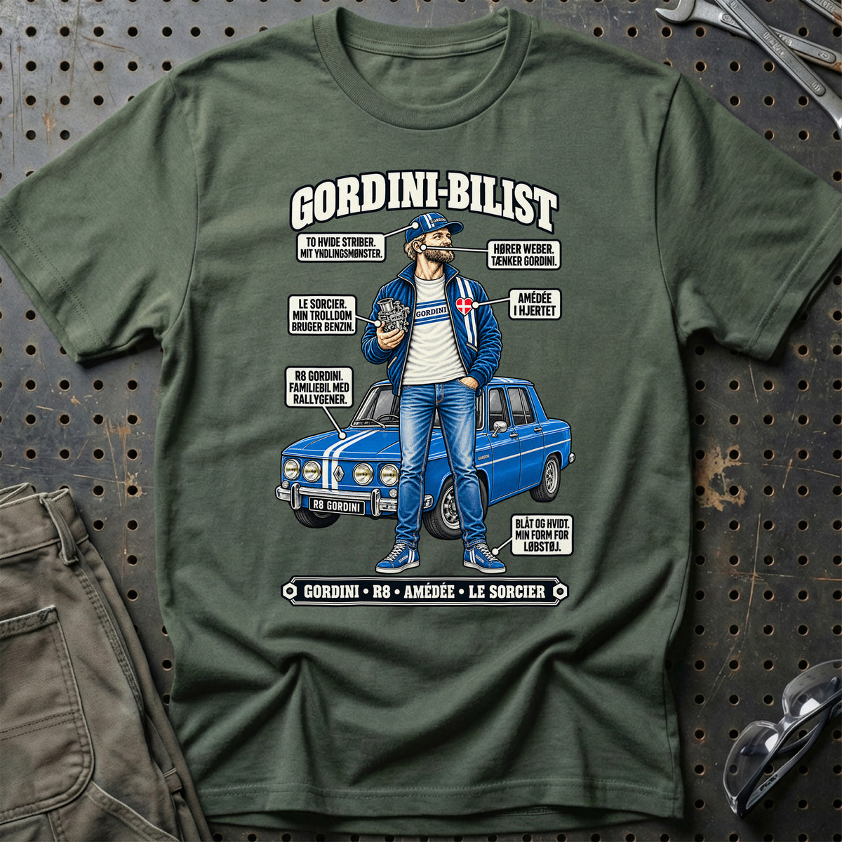 
Gordini-Bilist T-Shirt – Grøn Militær