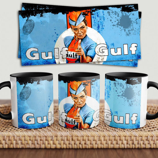Gulf #3 "To Toner" Vintage Keramisk Krus-Krus-Motorolie-Garage Culture Shop- garage - man cave - merchandise