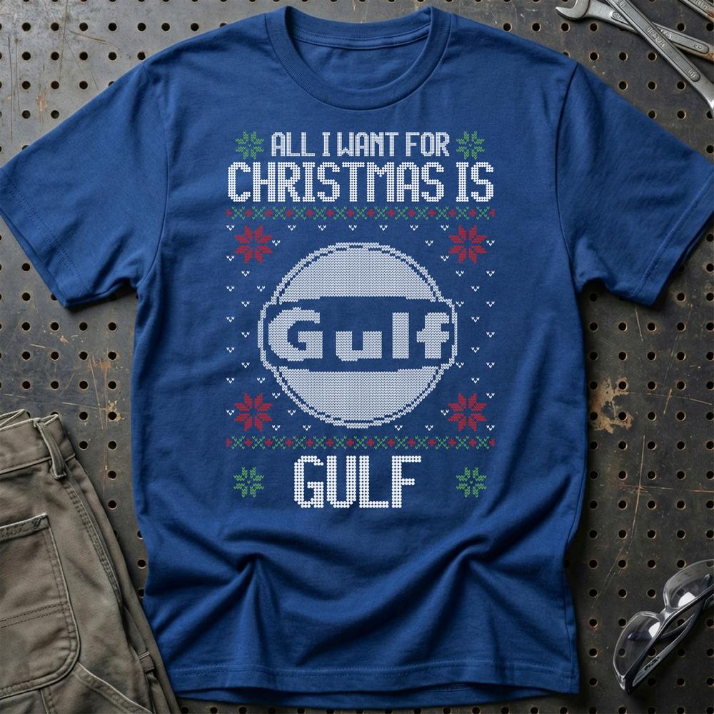 Gulf - All I Want For Christmas T-Shirt-Beklædning-Motoroil-Blå Royal-S-Garage Culture Shop- garage - man cave - merchandise