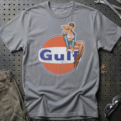 Gulf Pinup - Unisex T-Shirt , Bomuld-Beklædning-Motoroil-Grå Sport-S-Garage Culture Shop- garage - man cave - merchandise