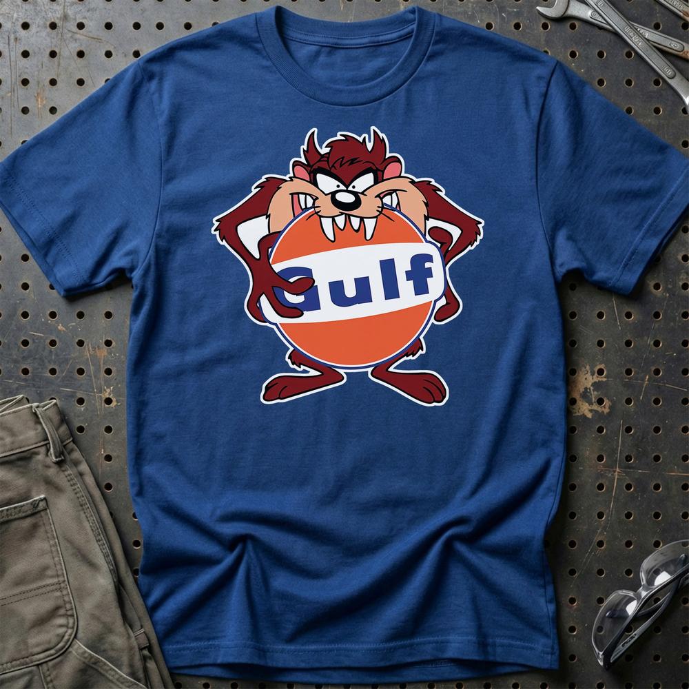 Gulf TAZ T-Shirt-Beklædning-Motoroil-Blå Royal-S-Garage Culture Shop- garage - man cave - merchandise