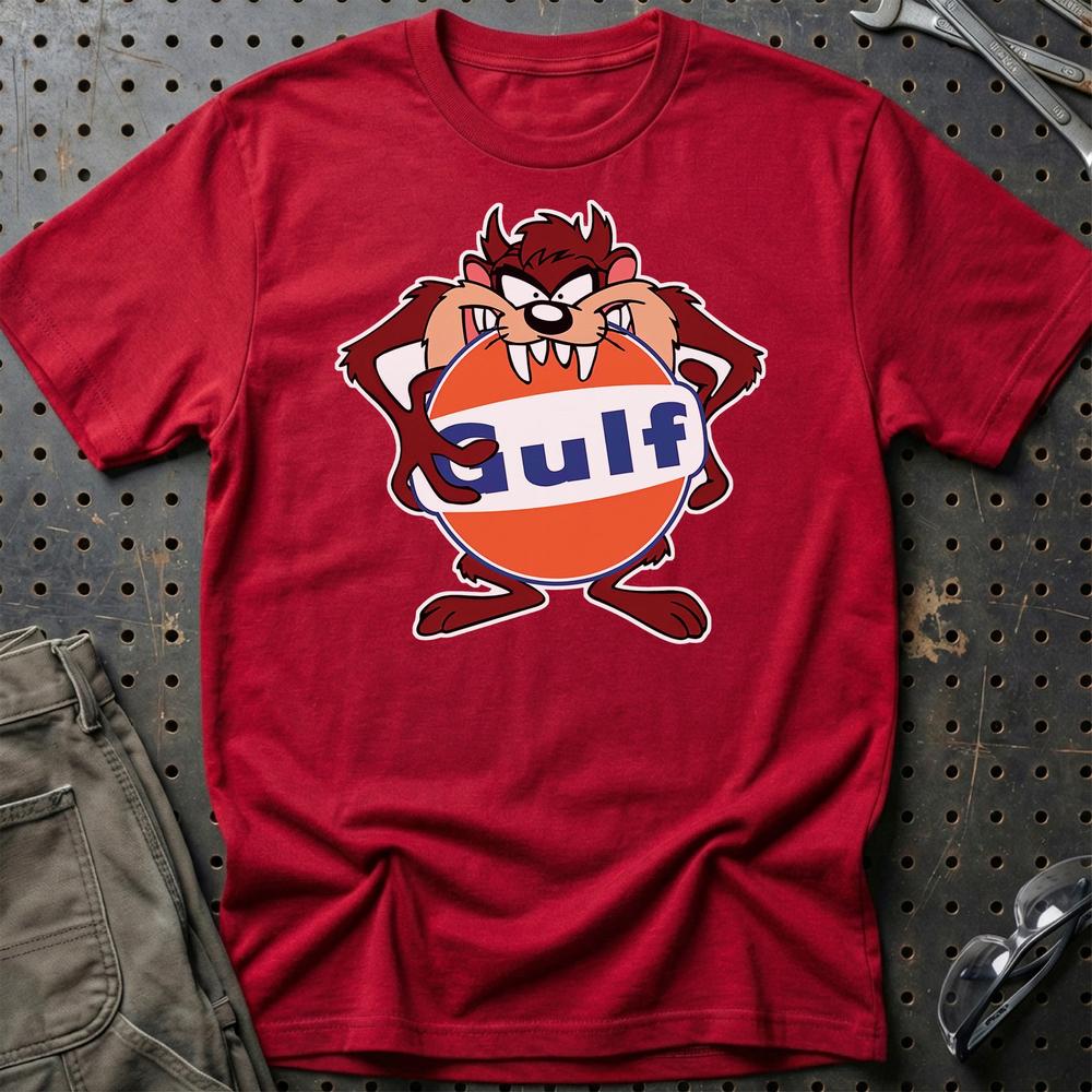 Gulf TAZ T-Shirt-Beklædning-Motoroil-Rød-S-Garage Culture Shop- garage - man cave - merchandise