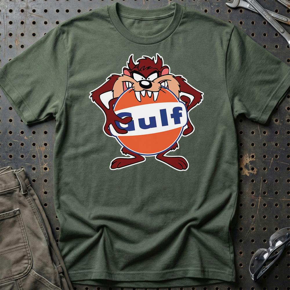 Gulf TAZ T-Shirt-Beklædning-Motoroil-Grøn Militær-S-Garage Culture Shop- garage - man cave - merchandise