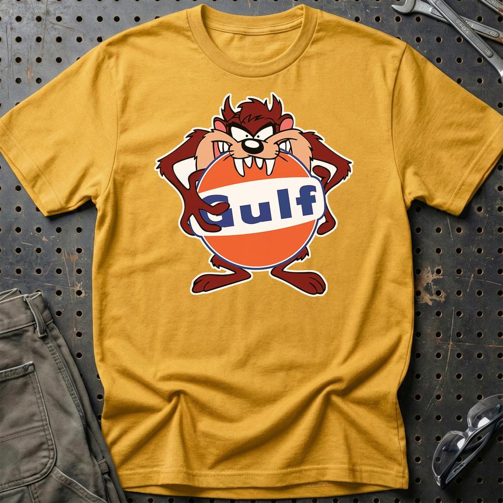 Gulf TAZ T-Shirt-Beklædning-Motoroil-Guld-S-Garage Culture Shop- garage - man cave - merchandise