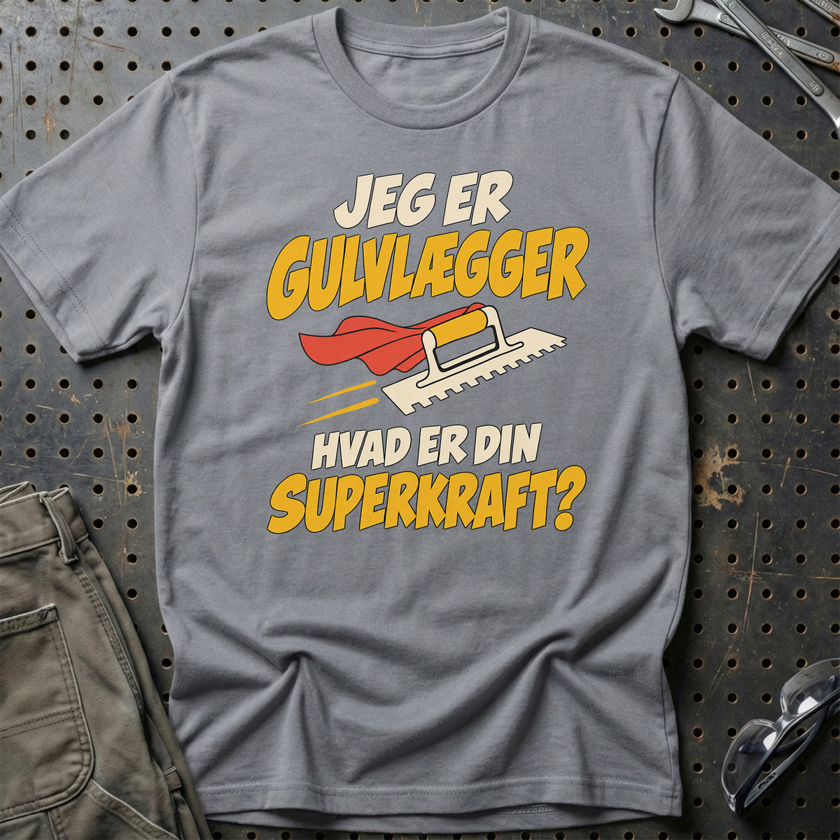 
Gulvlægger – Hvad er din superkraft? – Unisex T-Shirt – Grå Sport