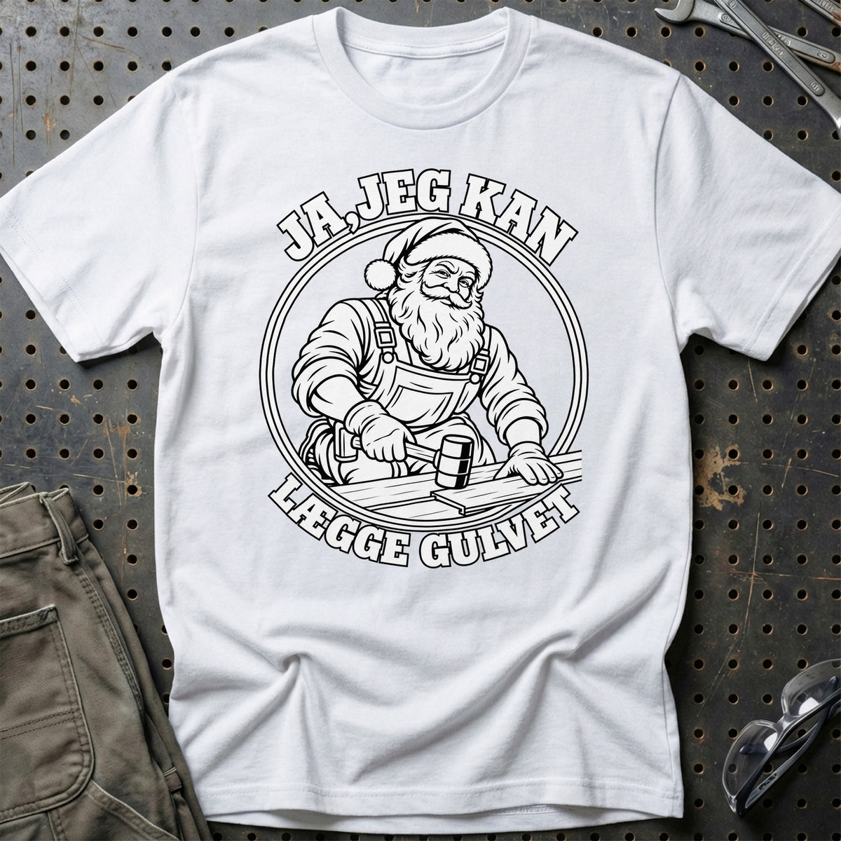 
Gulvlægger – Santa Kan Det – Jul T-Shirt – Hvid