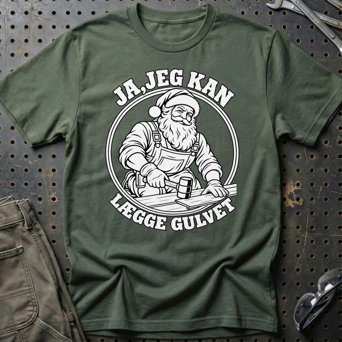 
Gulvlægger – Santa Kan Det – Jul T-Shirt – Grøn Militær