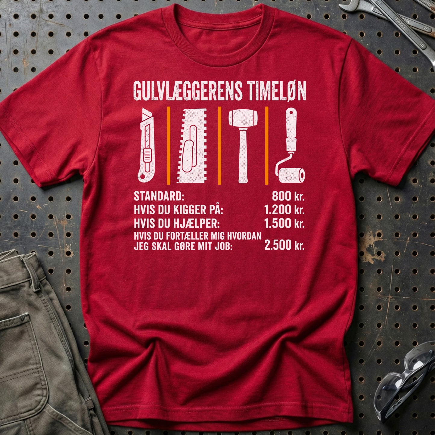Gulvlæggerens Timeløn - Unisex T-Shirt , Bomuld
