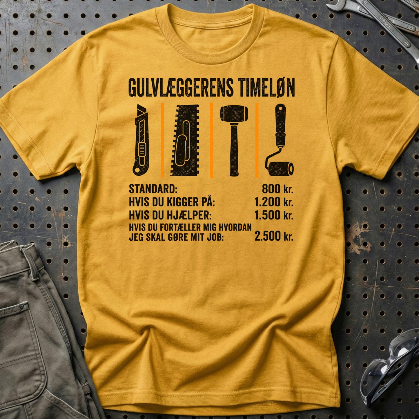 Gulvlæggerens Timeløn - Unisex T-Shirt , Bomuld