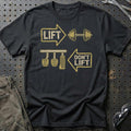 Gym Lift vs. Car Lift T-Shirt-Beklædning-Garage Culture-Sort-S-Garage Culture Shop- garage - man cave - merchandise