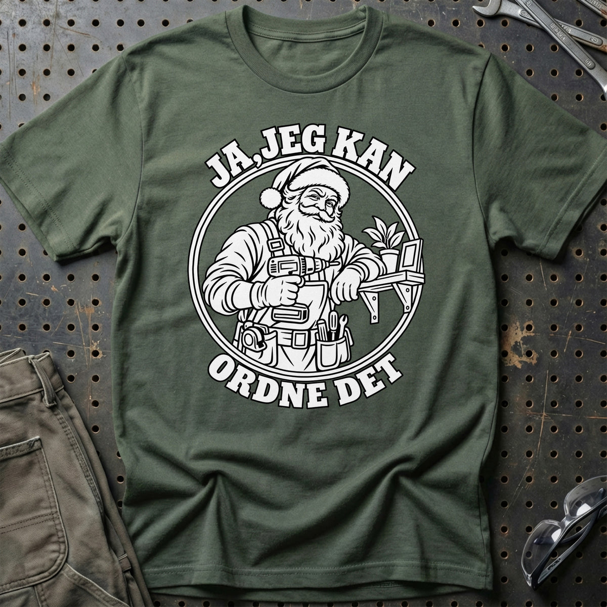 
Handymand – Santa Kan Det – Jul T-Shirt – Grøn Militær