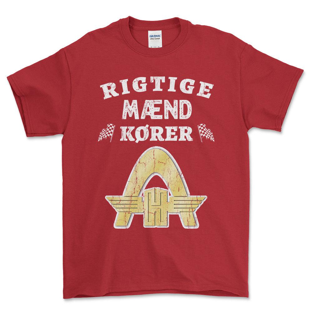 Hanomag Rigtige Mænd Kører - Unisex T-Shirt , Bomuld-Beklædning-Hanomag-Rød-S-Forside-Garage Culture Shop- garage - man cave - merchandise