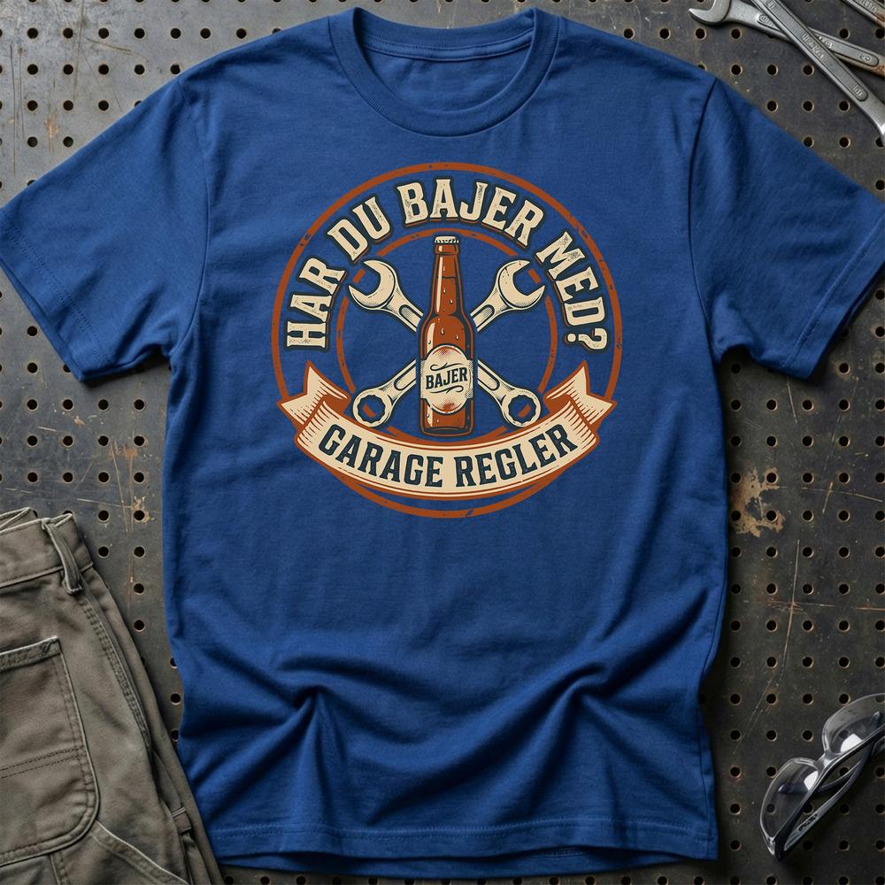 Har Du Bajer Med? - Garage Regler T-Shirt-Beklædning-Garage Culture-Blå Royal-S-Garage Culture Shop- garage - man cave - merchandise