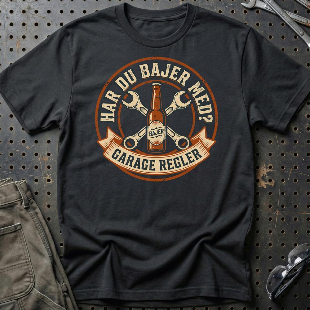 Har Du Bajer Med? - Garage Regler T-Shirt-Beklædning-Garage Culture-Sort-S-Garage Culture Shop- garage - man cave - merchandise