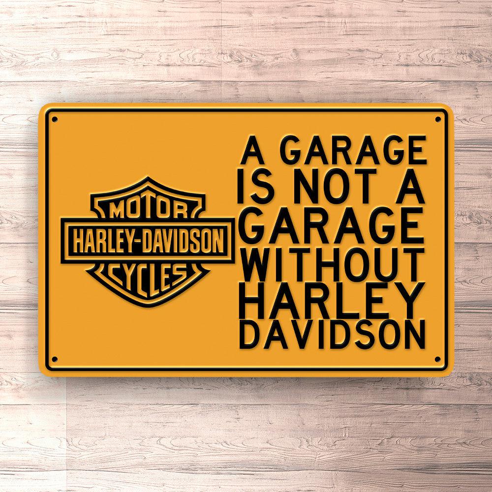 Harley A Garage Is Not A Garage Without Harley Skilte, Musemåtte, Dørmåtte-Skilte-Harley Davidson-Garage Culture Shop- garage - man cave - merchandise