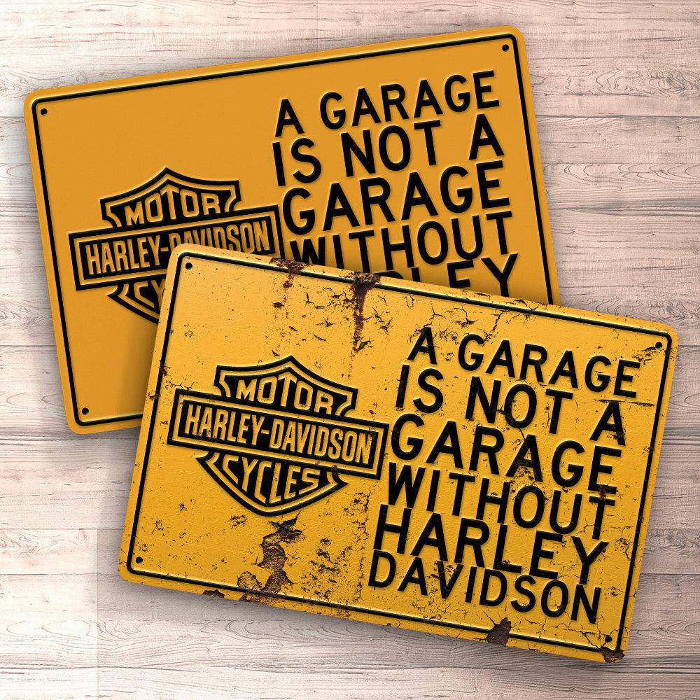 Harley A Garage Is Not A Garage Without Harley Skilte, Musemåtte, Dørmåtte-Skilte-Harley Davidson-Garage Culture Shop- garage - man cave - merchandise