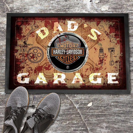 Harley Davidson Dads Garage Vintage Dørmåtte-Dørmåtte-Harley Davidson-Garage Culture Shop- garage - man cave - merchandise