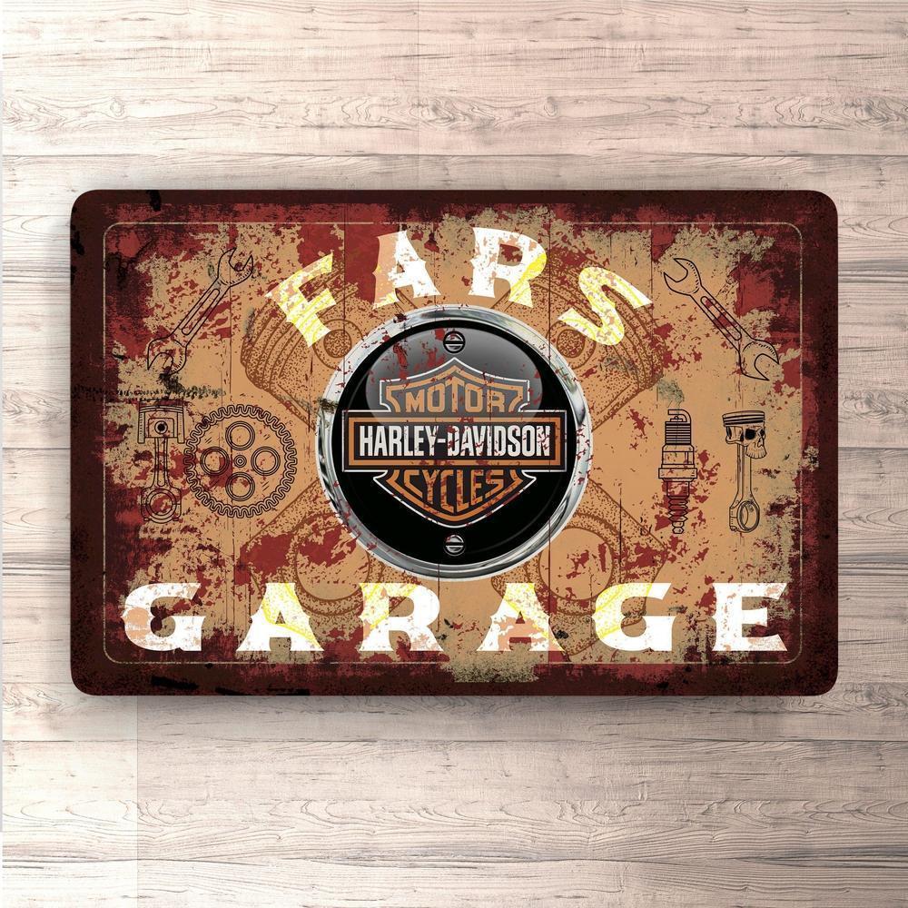 Harley Davidson Fars Garage Vintage Skilte, Musemåtte, Dørmåtte , Plakat-Skilte-Harley Davidson-Garage Culture Shop- garage - man cave - merchandise