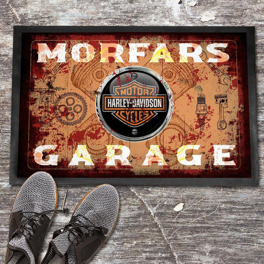 Harley Davidson Morfars Garage Vintage Dørmåtte-Dørmåtte-Harley Davidson-Garage Culture Shop- garage - man cave - merchandise