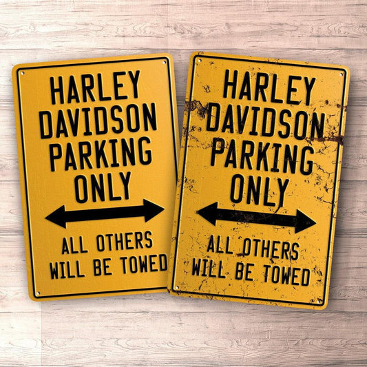 Harley Davidson Parking Only Skilte, Musemåtte, Dørmåtte , Plakat-Parking skilte-Harley Davidson-Garage Culture Shop- garage - man cave - merchandise