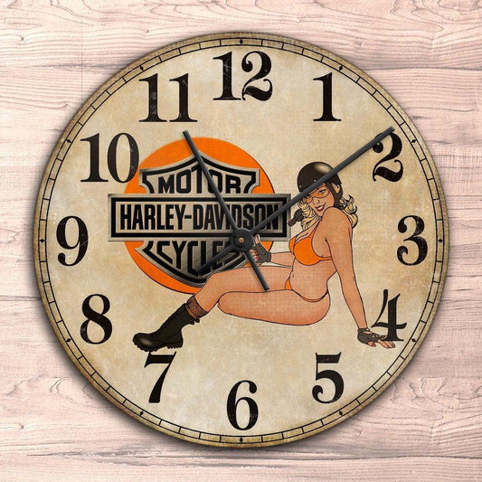 Harley Davidson Pin-Up Vintage Vægur Rundt-Clock-Harley Davidson-Garage Culture Shop- garage - man cave - merchandise