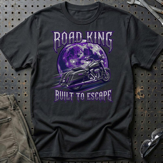 Harley Davidson Road King Built To Escape - Unisex T-Shirt-Beklædning-Harley Davidson-Sort-S-Garage Culture Shop- garage - man cave - merchandise