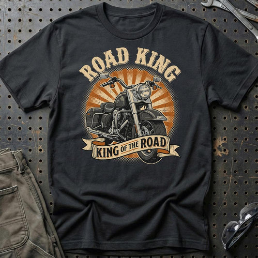 Harley Davidson Road King King Of The Road - Unisex T-Shirt-Beklædning-Harley Davidson-Sort-S-Garage Culture Shop- garage - man cave - merchandise